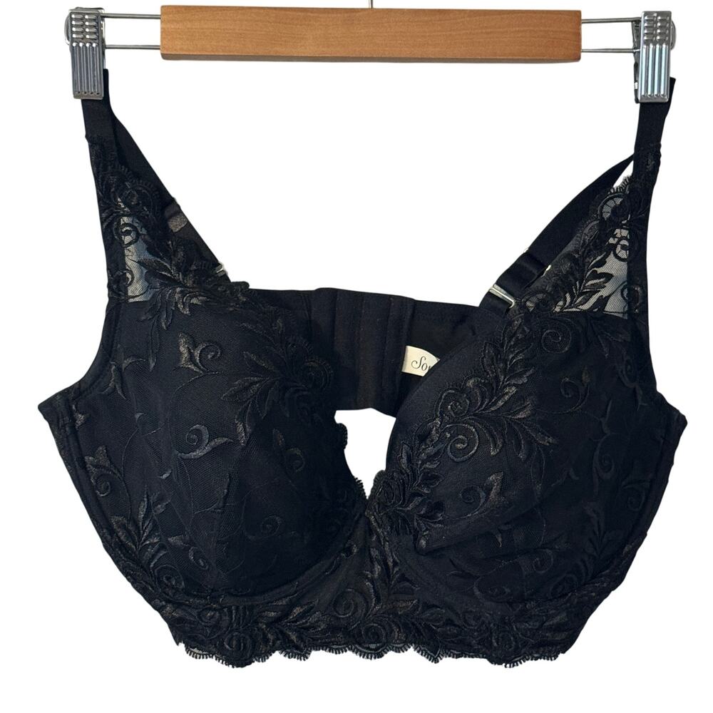 Soma Longline Plunge Black Lace Bra Size 36DD